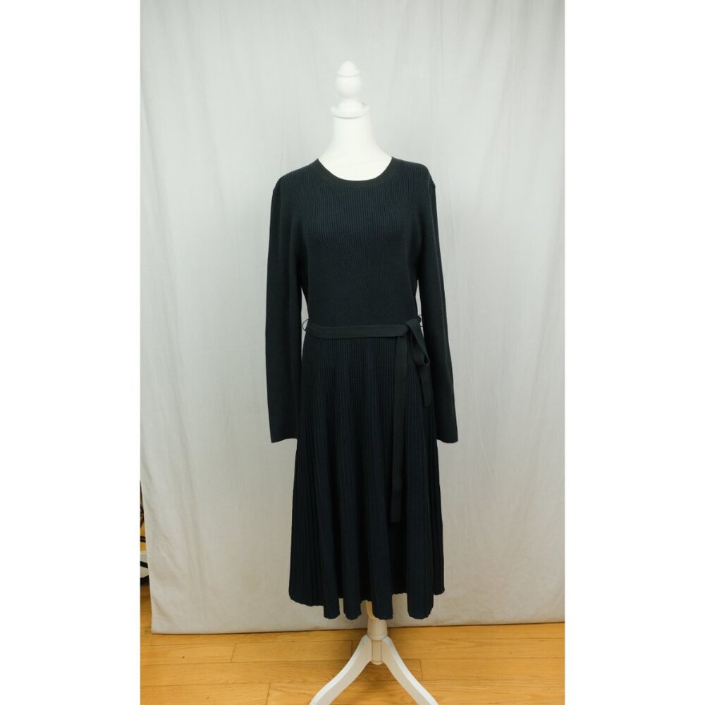 Boden Pleated Knit Dress Navy Size 16-18 Workwear Casual Elegant - Picture 5 of 11
